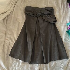 Ryu Dark Gray Midi dress with Elegant Bow
